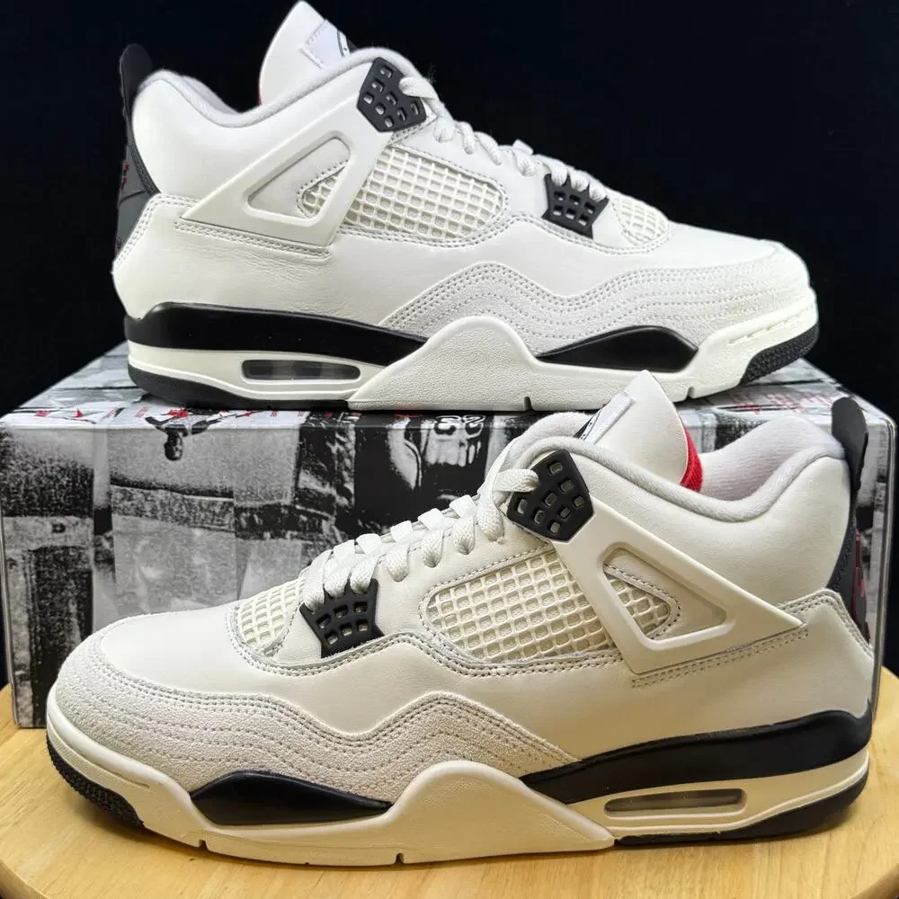 Nike Air Jordan 4 Retro OG Shoes Sail Black University Red IM4002-100 Men 11